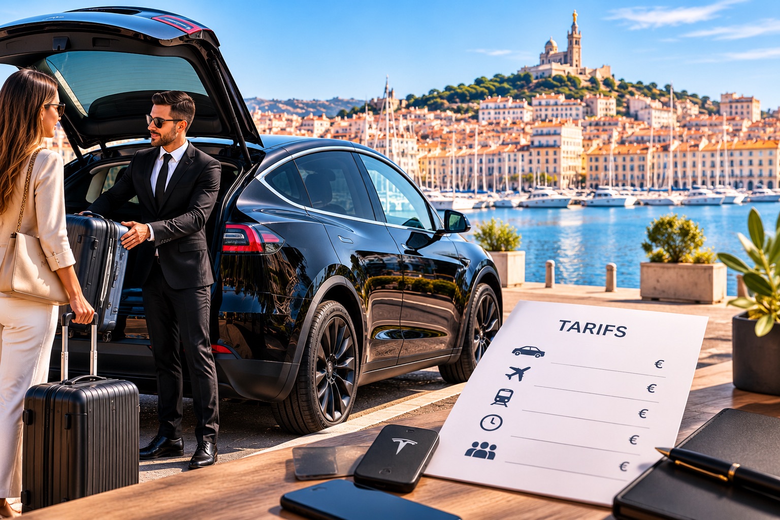 Tarif chauffeur privé Marseille – VTC Tesla Model Y