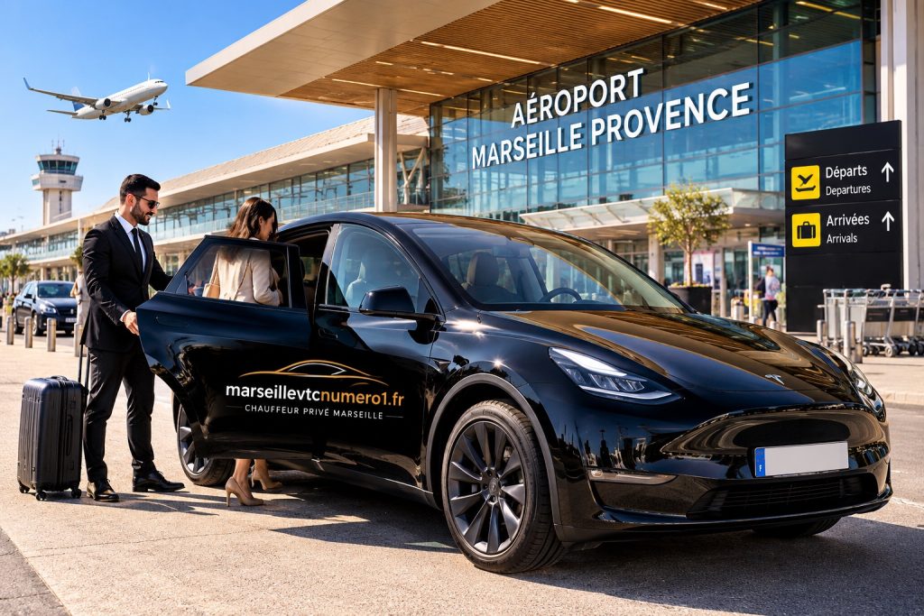 Chauffeur privé Marseille accueillant un client avec bagages