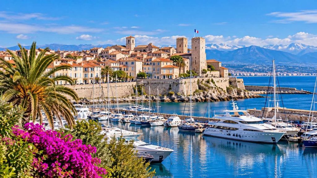 Vue panoramique d’Antibes et de la Côte d’Azur – Transfert VTC privé depuis Marseille