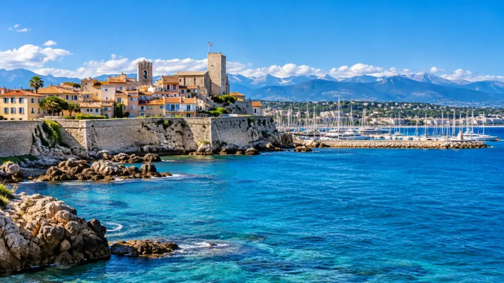 VTC Marseille Antibes – Vue panoramique du Vieil Antibes, des remparts et du Port Vauban